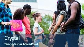  Presentation with summer party - PPT theme featuring multi-ethnical group playing truth background and a ocean colored foreground