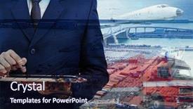  Presentation with seaport - Audience pleasing presentation consisting of multi exposure of seaport businessman backdrop and a wine colored foreground