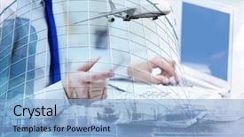  Presentation with seaport - Slide deck featuring multi exposure of seaport background and a light blue colored foreground