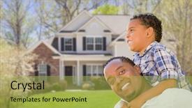  Presentation with father - Slide set featuring multi family - happy playful african american father background and a yellow colored foreground