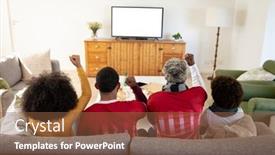  Presentation with living room family - Slide deck featuring multi-generation-african-american-family background and a tawny brown colored foreground