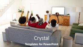  Presentation with living room family - PPT layouts with multi-generation-african-american-family background and a gray colored foreground