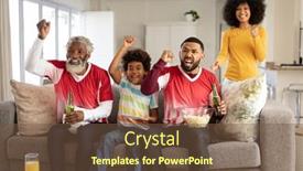  Presentation with living room family - Cool new slide deck with multi-generation-african-american-family backdrop and a tawny brown colored foreground