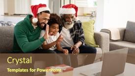  Presentation with living room family - Slide set consisting of multi-generation-african-american-family background and a tawny brown colored foreground