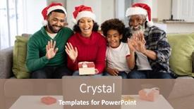  Presentation with living room family - PPT theme having multi-generation-african-american-family background and a coral colored foreground