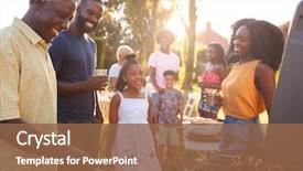  Presentation with generation - Theme enhanced with multi generation black family barbecue background and a tawny brown colored foreground