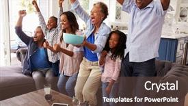  Presentation with black family - Beautiful slides featuring multi generation black family watching backdrop and a tawny brown colored foreground