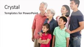  Presentation with generation - Theme featuring multi-generation chinese family background and a sky blue colored foreground