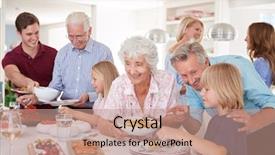  Presentation with multi - Cool new presentation design with multi-generation family and friends backdrop and a coral colored foreground