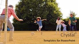  Presentation with home garden - Presentation design consisting of multi-generation-family-at-home background and a yellow colored foreground