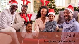  Presentation with antlers - Presentation theme having multi-generation-family-celebrate-christmas background and a red colored foreground