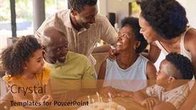  Presentation with celebrate - PPT theme featuring multi-generation-family-celebrate-grandmother background and a red colored foreground