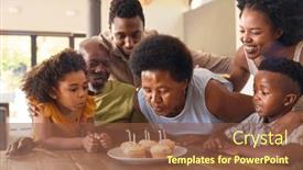  Presentation with celebrate - Presentation theme consisting of multi-generation-family-celebrate-grandmother background and a tawny brown colored foreground