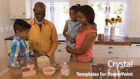  Presentation with african american - Theme having multi-generation family celebrating birthday background and a tawny brown colored foreground