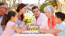  Presentation with generation - Colorful slide deck enhanced with multi-generation family celebrating birthday backdrop and a coral colored foreground