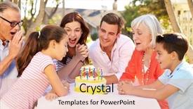  Presentation with birthday - Beautiful PPT layouts featuring multi-generation family celebrating birthday backdrop and a coral colored foreground