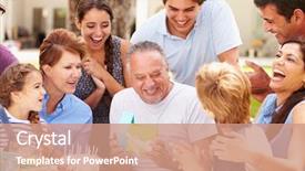  Presentation with generation family farm - Cool new presentation theme with multi generation family celebrating birthday backdrop and a coral colored foreground