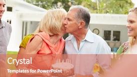  Presentation with generation family farm - PPT theme having multi generation family celebrating birthday background and a coral colored foreground