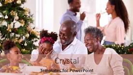  Presentation with multi - PPT layouts having multi-generation-family-celebrating-christmas background and a coral colored foreground