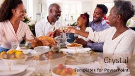  Presentation with generation - Theme consisting of multi-generation-family-celebrating-christmas background and a coral colored foreground