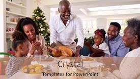  Presentation with generation - Presentation design having multi-generation-family-celebrating-christmas background and a coral colored foreground