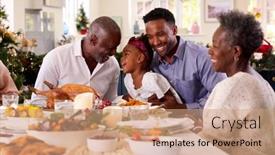  Presentation with generation - Slide deck enhanced with multi-generation-family-celebrating-christmas background and a coral colored foreground