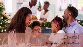  Presentation with generation - Slide set consisting of multi-generation-family-celebrating-christmas background and a coral colored foreground