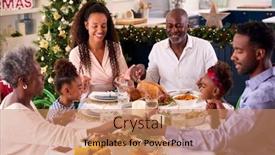  Presentation with family prayer - PPT theme with multi-generation-family-celebrating-christmas background and a coral colored foreground