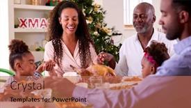  Presentation with family prayer - Theme featuring multi-generation-family-celebrating-christmas background and a coral colored foreground