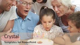  Presentation with generation - PPT layouts with family celebrating daughter's birthday background and a soft green colored foreground