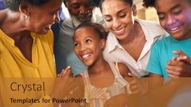  Presentation with birthday - Theme with multi-generation-family-celebrating-granddaughter and a  colored foreground