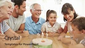  Presentation with generation - Audience pleasing theme consisting of family celebrating son's birthday backdrop and a coral colored foreground