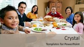  Presentation with generation family farm - Amazing presentation theme having multi generation family celebrating thanksgiving backdrop and a mint green colored foreground