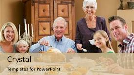  Presentation with thanksgiving - Presentation design with multi generation family celebrating thanksgiving background and a lemonade colored foreground