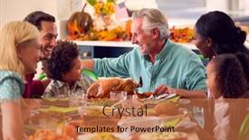  Presentation with thanksgiving - Slide set enhanced with multi-generation-family-celebrating-thanksgiving background and a coral colored foreground