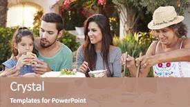  Presentation with ready to eat meal delivery - Amazing presentation having multi generation family eating meal backdrop and a coral colored foreground