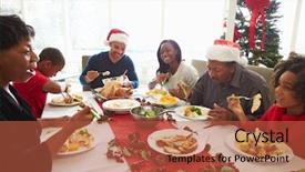  Presentation with generation family farm - Slide set consisting of multi generation family enjoying christmas background and a red colored foreground