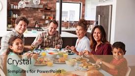  Presentation with generation - Beautiful PPT layouts featuring multi generation family enjoying meal backdrop and a coral colored foreground