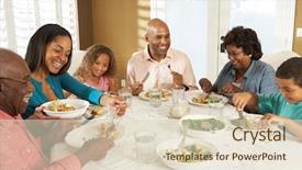  Presentation with generation - Cool new presentation design with multi generation family enjoying meal backdrop and a lemonade colored foreground