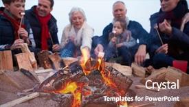  Presentation with winter family - Amazing presentation having multi generation family having barbecue backdrop and a tawny brown colored foreground