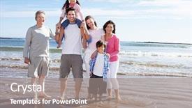  Presentation with generation family farm - Colorful PPT layouts enhanced with multi generation family having fun backdrop and a gray colored foreground