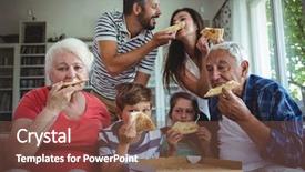  Presentation with generation - Theme featuring multi-generation family having pizza background and a tawny brown colored foreground