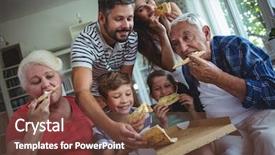  Presentation with generation - Beautiful presentation theme featuring multi-generation family having pizza backdrop and a tawny brown colored foreground