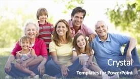  Presentation with generation family farm - Amazing presentation design having multi-generation family in park backdrop and a ocean colored foreground