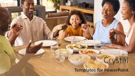  Presentation with family prayer - Presentation theme consisting of multi-generation-family-joining-hands background and a coral colored foreground