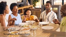  Presentation with family prayer - Presentation theme enhanced with multi-generation-family-joining-hands background and a coral colored foreground