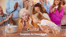  Presentation with celebrate - PPT layouts with multi-generation-family-meet background and a coral colored foreground