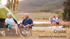  Presentation with camping - Cool new presentation with multi generation family on camping backdrop and a coral colored foreground