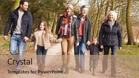  Presentation with walk - Presentation having multi generation family on countryside background and a coral colored foreground