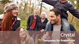  Presentation with generation - Presentation theme having multi generation family on countryside background and a coral colored foreground